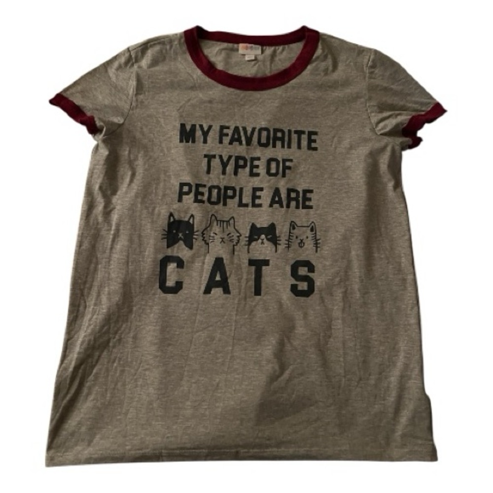 Lularoe Gray Cat-Themed T-Shirt